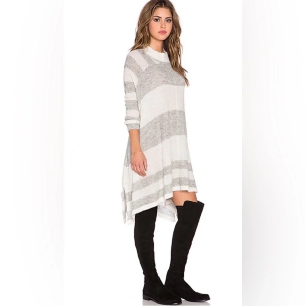 Free People Oversized Alpaca Lafayette Striped Mock Shrug Tunic Poncho Dress - Picture 3 of 8